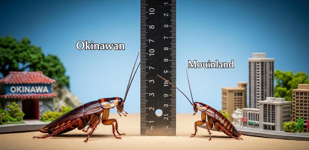 沖縄ゴキブリの大きさを本土とcmで比較